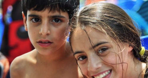 Hadar Hollander with her brother; photo courtesy The Jewish Agency