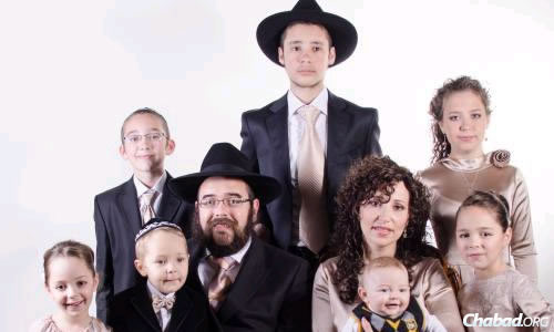 Chabad emissaries in Lugansk Rabbi Shalom and Chana Gopin at their son’s recent bar mitzvah.