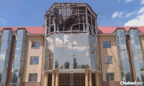 Missile damage has devastated much of Lugansk.