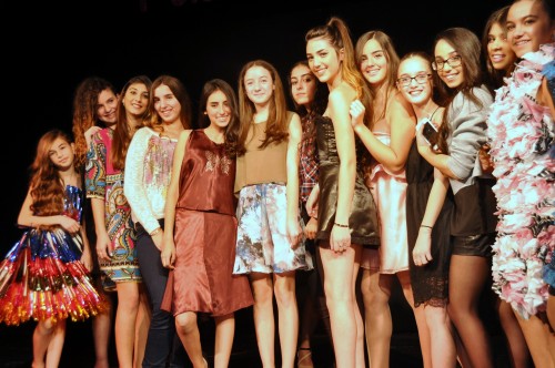 Sabina Stermklar-Davis (sixth from the left) with Sderot?s budding ?fashionistas.?