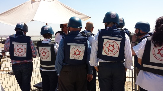 The American Friends of Magen David Adom (AFMDA) donors' mission to Israel during Operation Protective Edge last summer; photo courtesy AFMDA.