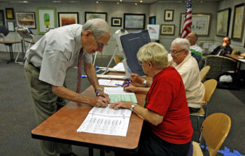 Voting in Utah's primary, Salt Lake City, 2012.