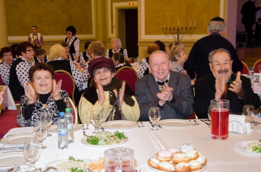 Elderly Hesed Social Welfare clients celebrate Chanukah at a traditional meal in DenproPetrovsk. Photo courtesy JDC.