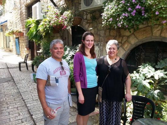 Shayna Rehberg gives tour to visiting Bnei Anusim of 16th century Sephardic village excavated at Livnot U'Lehibanot (Zefat).