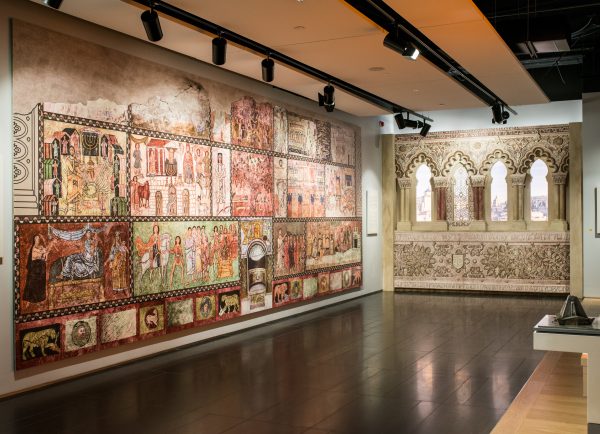 The Central Synagogue of Aleppo (1418 – Present), Haleb, Northwestern Syria (LEFT Wall); El Transito (1357), Toledo, Spain (RIGHT Wall)