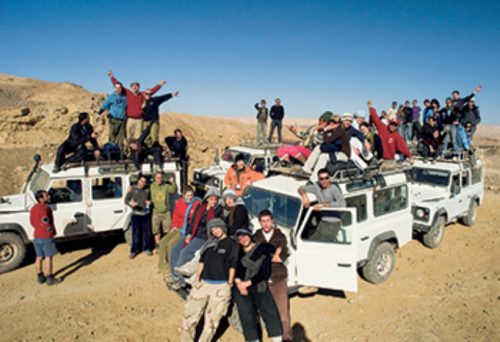 Birthright participants on a desert safari experience; archives photo.