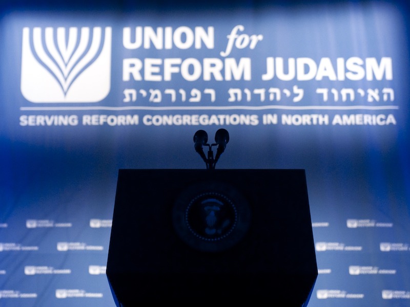 A podium at a Union for Reform Judaism conference in 2011.