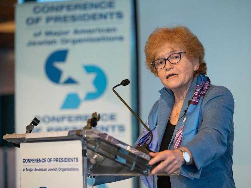 Deborah Lipstadt speaks at a gathering of the Conference of Presidents of Major American Jewish Organizations in New York City on May 26, 2022.