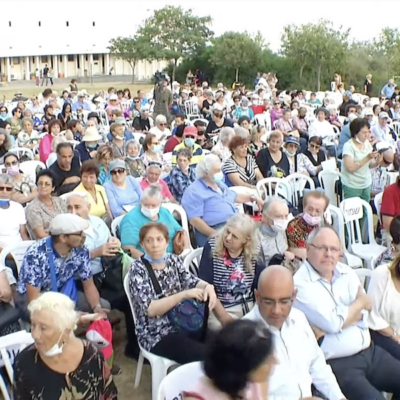 Attendees at a Holocaust Survivor Day event at the the Ghetto Fighters' House Museum in northern Israel on Sunday.