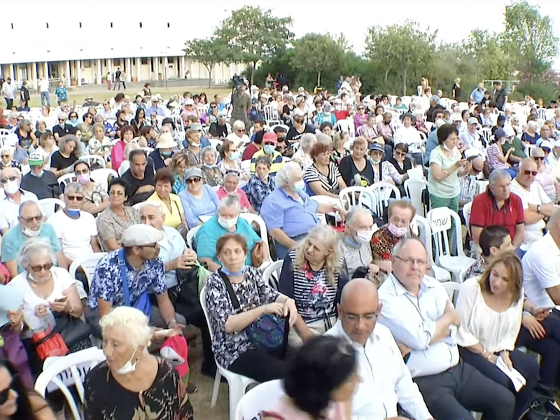 Attendees at a Holocaust Survivor Day event at the the Ghetto Fighters' House Museum in northern Israel on Sunday.