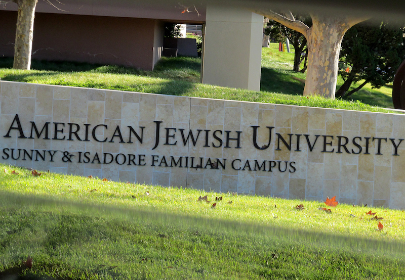 A sign on the campus of the American Jewish University, with which Ziegler is affiliated.