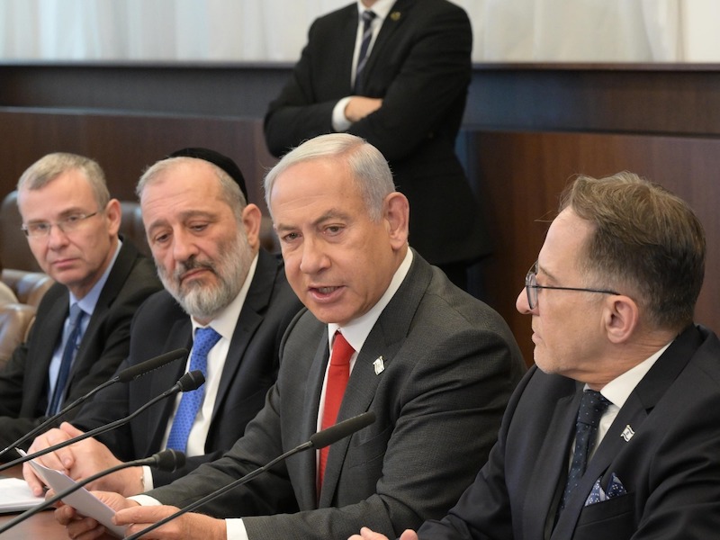 Israeli Prime Minister Benjamin Netanyahu holds a cabinet meeting at the Knesset on Jan. 8, 2023.