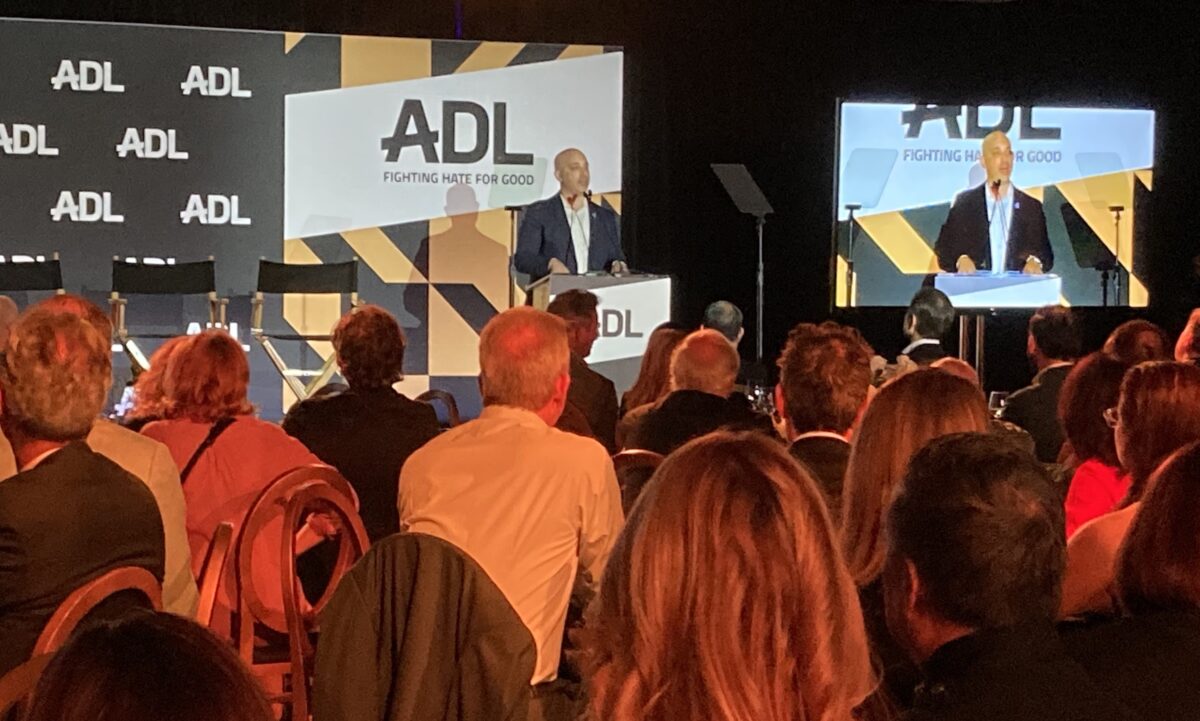 Anti-Defamation League CEO Jonathan Greenblatt speaks at the opening of his organization's Media and Entertainment Institute at the Academy Museum of Motion Pictures in Los Angeles on Sept. 12, 2023