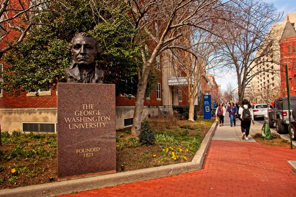 Bust of George Washington on the campus of George Washington University, Washington, D.C.